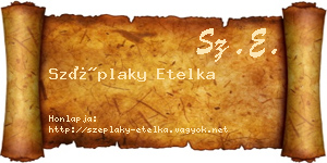Széplaky Etelka névjegykártya